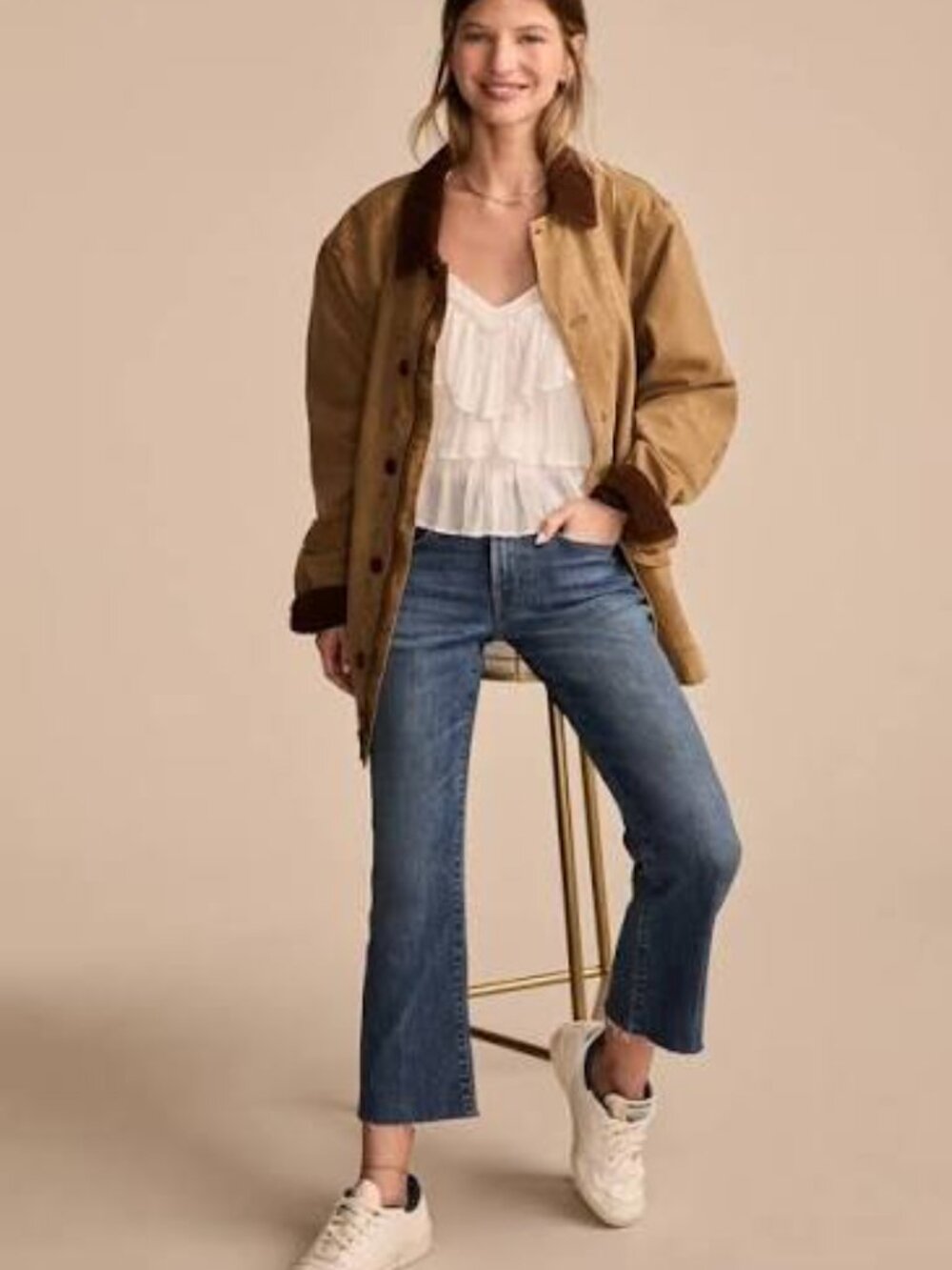 Lucky Brand mid rise Medium Blue Kick Crop Jeans with Raw Hem
